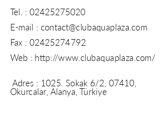 Club Aqua Plaza iletiim bilgileri